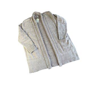 Barefoot Dreams CozyChic Lite Cardigan 2X Beige Soft Chenille Knit Open Front Lo